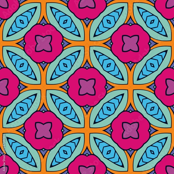 Obraz pattern abstract flower batik carpet vector