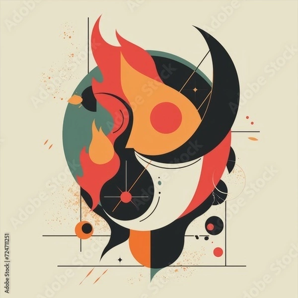 Fototapeta T-shirt design featuring representation of a flaming shy face