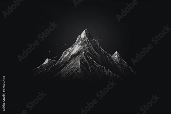 Obraz A black and white photo capturing the beauty of a mountain. Perfect for nature enthusiasts and those seeking a minimalist aesthetic