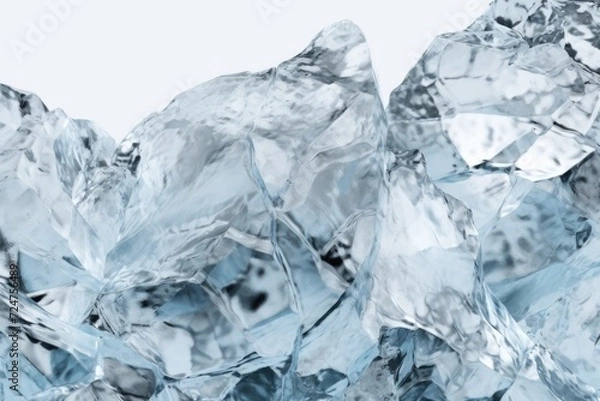 Fototapeta A stack of ice crystals formed into a bunch. Perfect for winter-themed designs and nature concepts