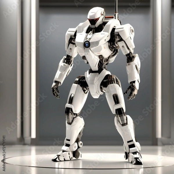 Obraz 3d rendering humanoid robot standing in empty space. Futuristic concept