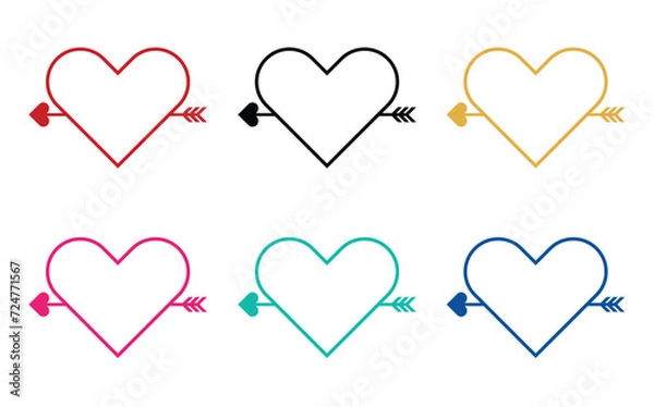 Fototapeta Heart and Cupid arrow. Symbol of love. Line icon.