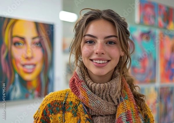 Obraz Self Portrait Artist In Front Of Their Work