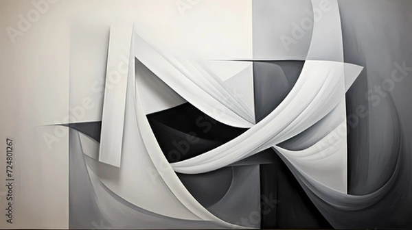 Obraz An abstract composition of intersecting lines and shapes in shades of gray
