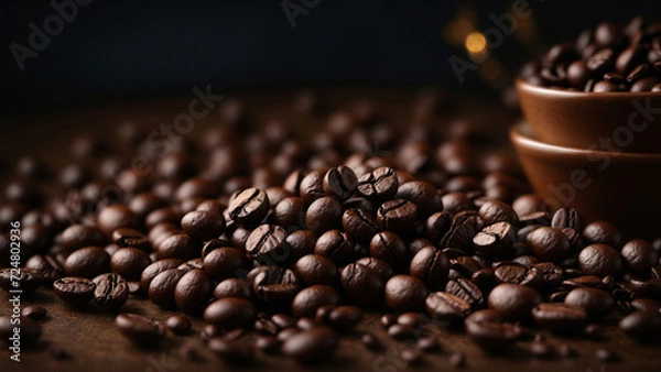 Obraz coffee beans on a black background
