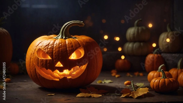 Obraz halloween pumpkin on a black background