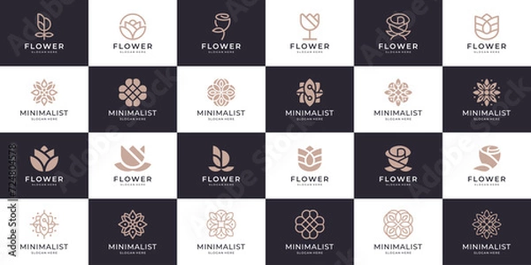 Obraz Floral ornament logo and icon set. Abstract beauty flower logo design collection.