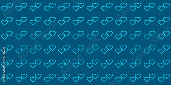 Fototapeta Dark Blue heart seamless pattern. Repeating background Fabric design Textile swatch Dress man shirt fashion garment wrap cloth allover print. Vector illustration Blue heart Texture. linear hearts 