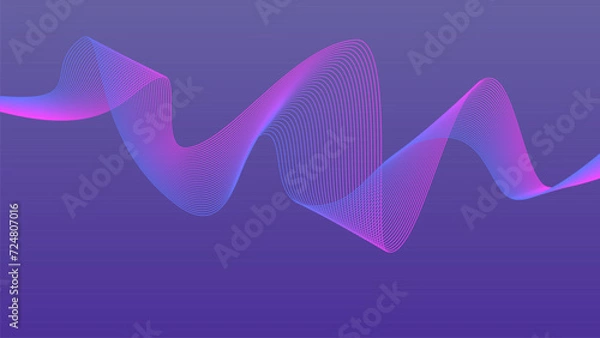Fototapeta Dark background Blue Pink Purple Violet wave lines Flowing waves design Abstract digital equalizer sound wave. Line Vector illustration for tech futuristic innovation concept background Graphic design