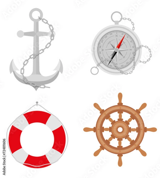 Obraz beach and sea summer leisure objects stock vector illustration