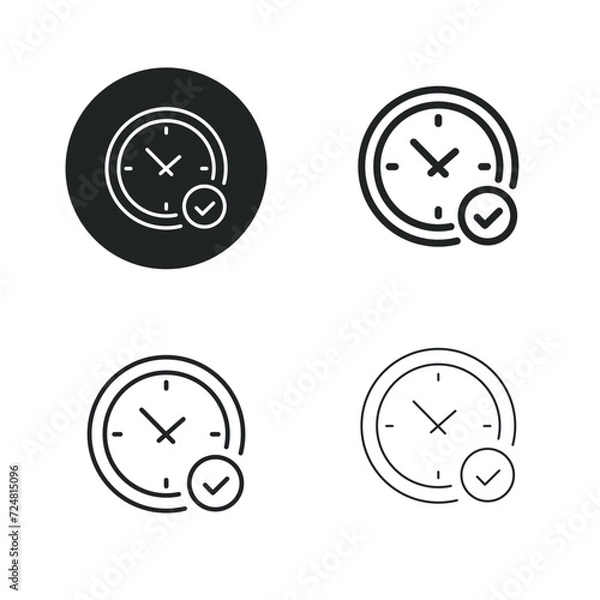 Fototapeta Clock icon. Simple solid round, bold, medium and thin line icon.