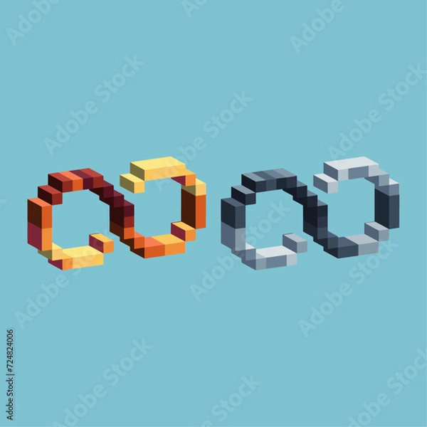 Fototapeta Isometric Pixel art 3d of unlimited sign icon for items asset. Unlimited icon on pixelated style.8bits perfect for game asset or design asset element for your game design asset.

