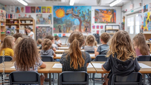Fototapeta Les arts plastiques dans une classe d'école avec des enfants