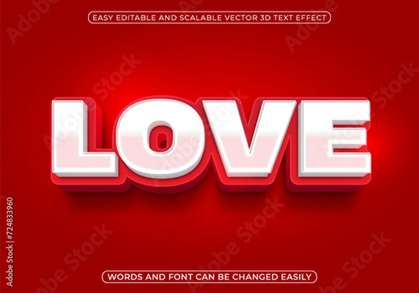 Fototapeta Love Editable 3d Style Text Effect Design