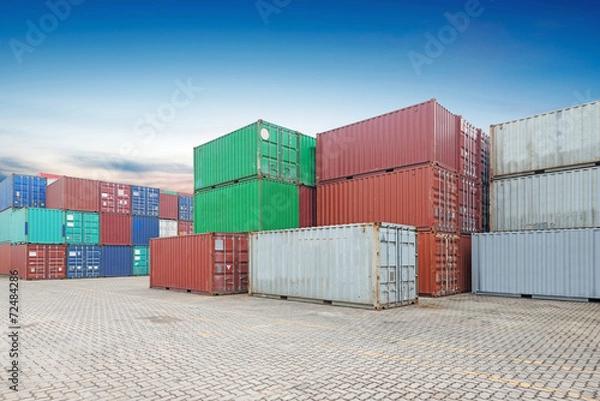 Fototapeta Stack of Cargo Containers at the docks