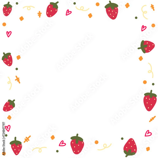 Obraz Cute frame with strawberries