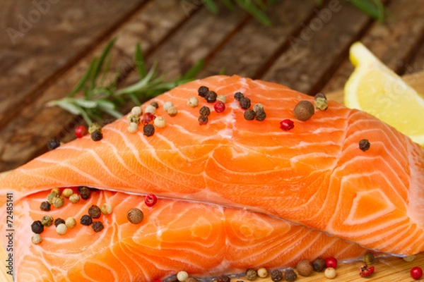 Fototapeta preparing salmon steak