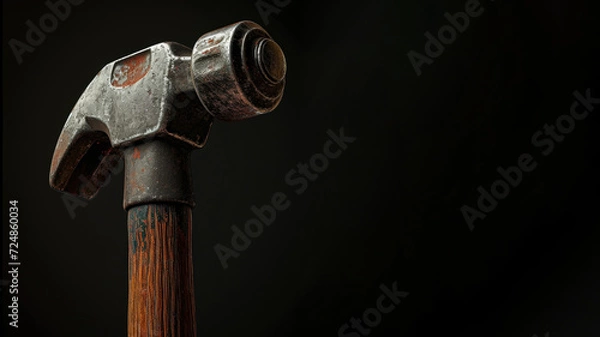 Fototapeta Close-up hammer isolated on a black background