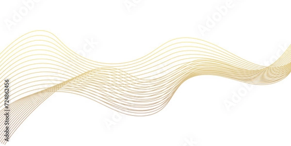 Fototapeta Vector abstract line art wavy flowing dynamic gold isolated on transparent background in concept luxury, wave, wind, ocean, landscape illustration.