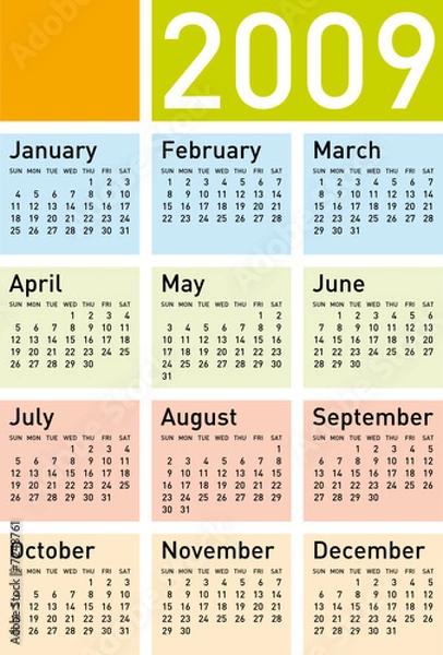 Fototapeta Calendar for 2009, with space reserved for a logo.