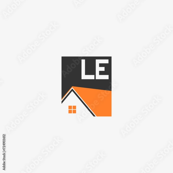 Obraz LE Initial Real Estate Logo Vector Art, Icons, and Graphics