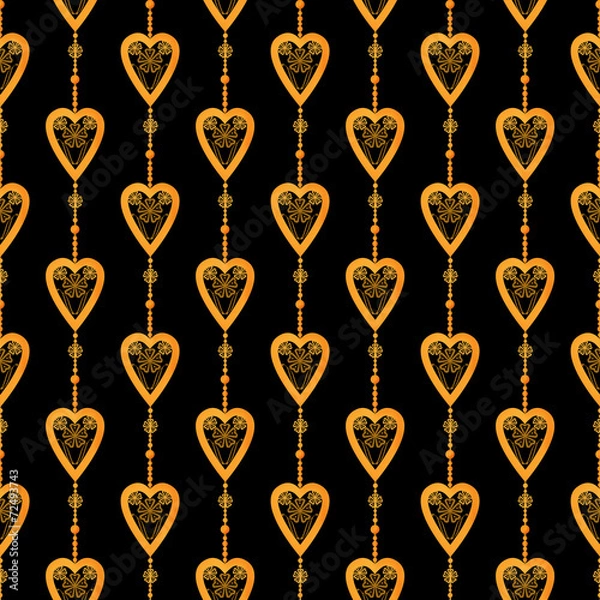 Fototapeta Valentine seamless pattern hearts texture black background