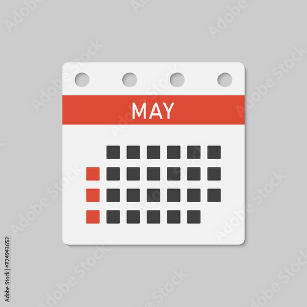 Fototapeta Vector template icon page calendar, month May