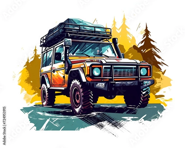 Fototapeta Land Rover Defender Watercolor Clipart, Ai generative