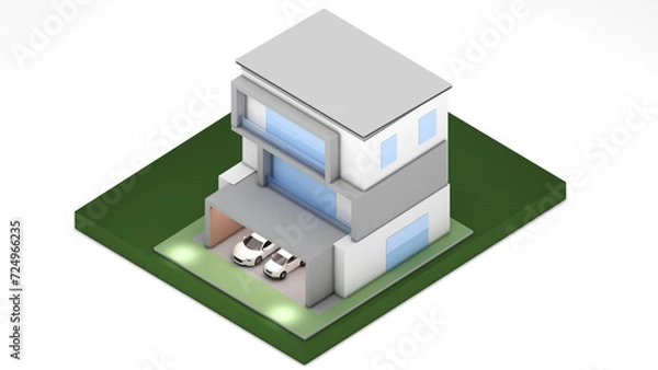 Obraz Urban housing in isometric view,3D rendering