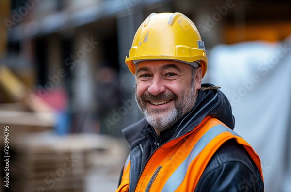 Fototapeta construction worker with helmet