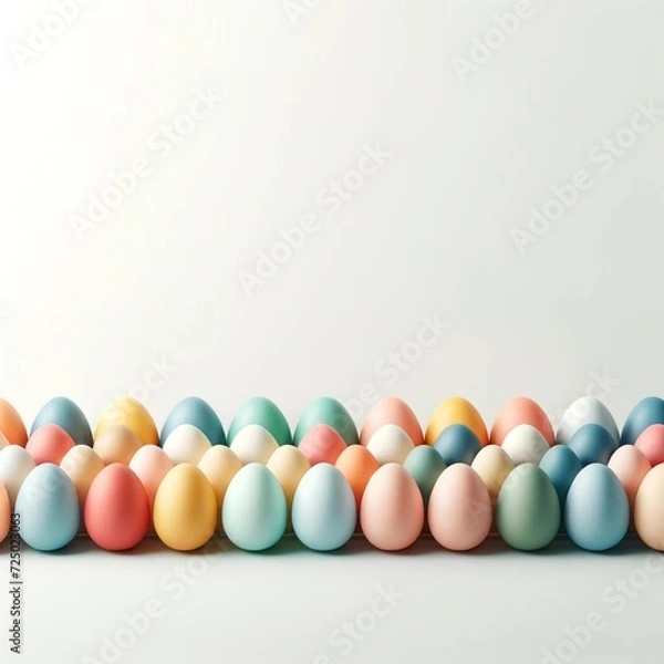 Obraz Pastel Easter Eggs with on bright background