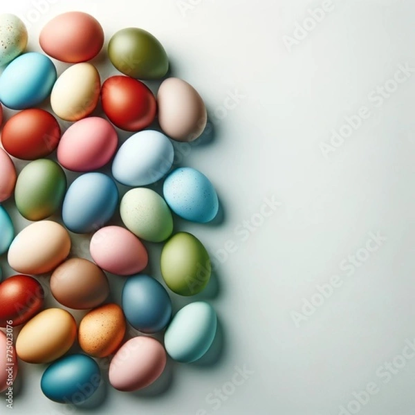 Obraz Pastel easter eggs on bright background