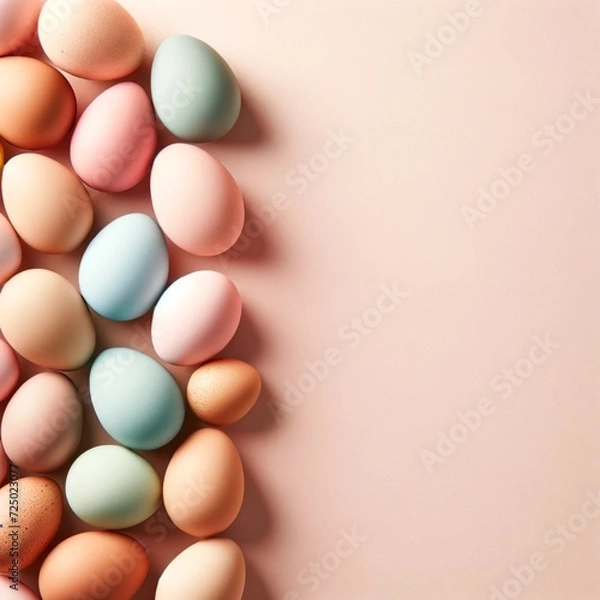 Obraz Pastel Colored Easter Eggs with Copy Space