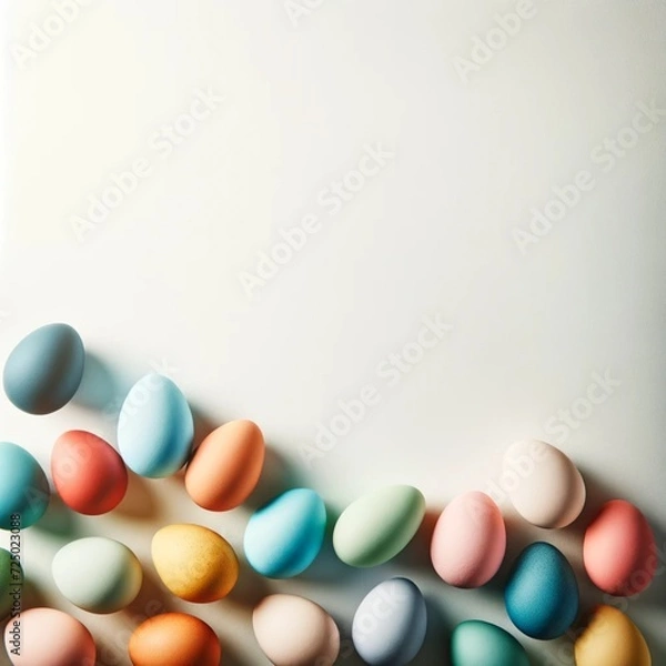 Obraz Pastel colored easter eggs with space for text