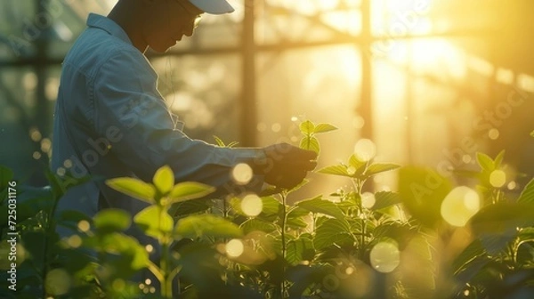 Fototapeta Environmental engineer developing eco-friendly technologies