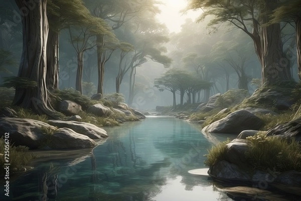 Obraz Landscape The river in the forest