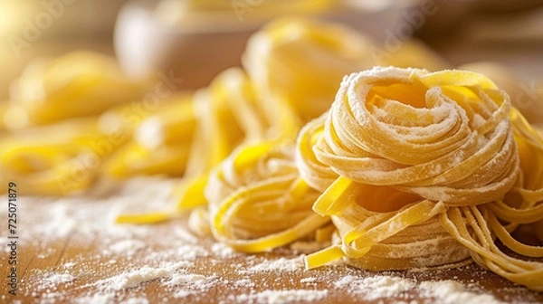 Fototapeta Handmade fresh pasta making process