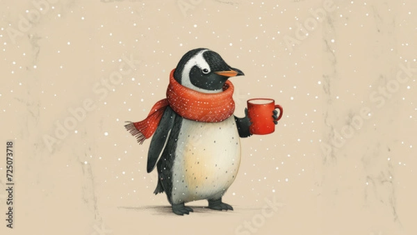 Fototapeta Cute Penguin Illustration, cozy and cute