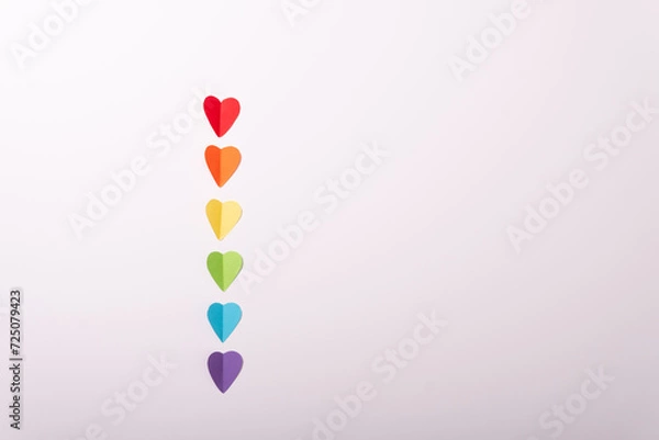 Obraz Valentine's day card top view white background red hearts holiday congratulations love minimalistic abstract corporative frame happy mockup celebration decoration isolated colorfull pride lgbt flag