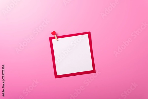 Obraz envelope pink background rose valentines day celebrate holiday top angle top view mockup red heart 