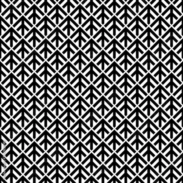 Fototapeta Seamless arrows pattern. Ethnic embroidery wallpaper. Arrowheads ornament. Ancient window tracery motif. Arrow shapes image. Digital paper, textile print. Repeated stylized trees background. Vector