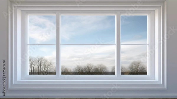 Fototapeta Mockup. Room with a View: White-Framed Picture Window