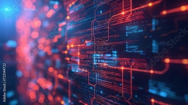 Fototapeta digital blueprint of a complex software framework, with code snippets and architecture diagrams