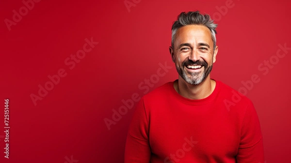 Obraz Happy smiling middle aged adult man on a solid background