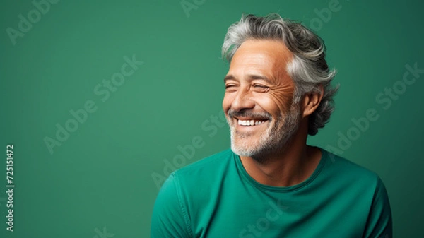 Obraz Happy smiling middle aged adult man on a solid background