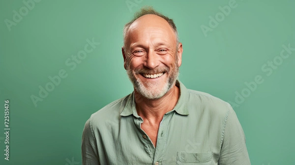 Obraz Happy smiling middle aged adult man on a solid background