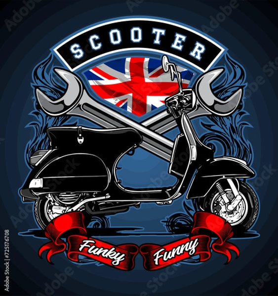 Fototapeta scooter silhouette vector for t-shirt design