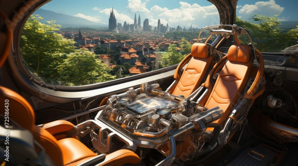 Fototapeta Vibrant Orange Machinery for Safe Water Transportation and Industry Rescues, generative AI