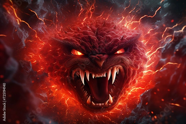 Fototapeta Screaming man. Aggressive man screaming in the fire.