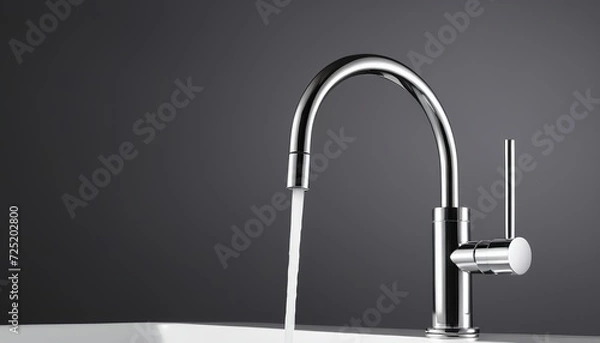 Fototapeta Modern Faucet: A Sleek Design Isolated on Gray Background